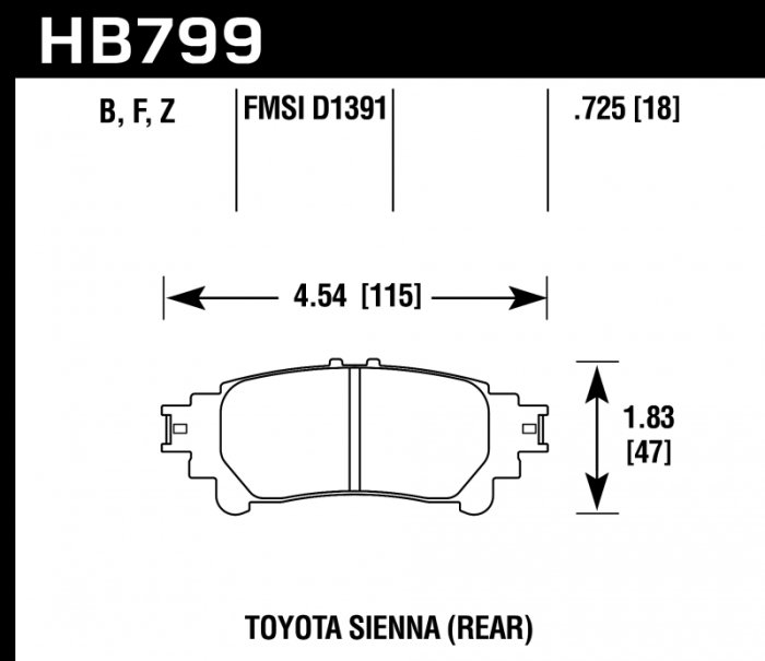 Колодки тормозные HB799F.597 HAWK HPS задн. Lexus RX350 2013-> ; HIGHLANDER 2013->