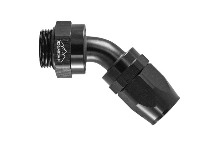- 8 AN (8AN AN8) фитинг 45°, ПАПА M22 x 1,5 mm, BLACKROCK LAB, A08-045-M22BK