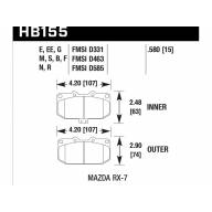 Колодки тормозные HB155N.580 HAWK HP+ передние MAZDA RX-7 - Колодки тормозные HB155N.580 HAWK HP+ передние MAZDA RX-7