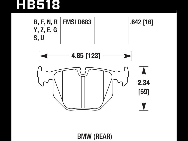 Колодки тормозные HB518F.642 HAWK HPS задние BMW  3' (E46), M3 (E46), 5 (E39), X3 (E83)