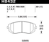 Колодки тормозные HB432S.661 HAWK HT-10 Subaru 17 mm
