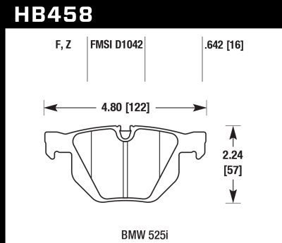 Колодки тормозные HB458B.642 HAWK HPS 5.0; задние BMW 5 E60, 6 E63, X5 E70, F15; X6 E71, F16;