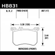 Колодки тормозные HB831B.667 HAWK HPS 5.0 Mercedes-Benz SL400  передние - Колодки тормозные HB831B.667 HAWK HPS 5.0 Mercedes-Benz SL400  передние
