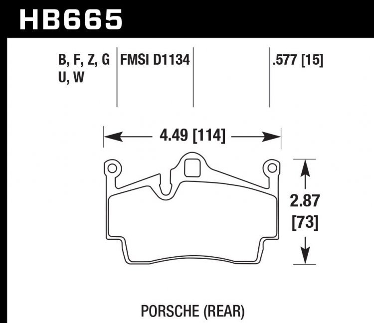 Колодки тормозные HB665D.577 HAWK ER-1 Porsche задн. Cayman, Boxster,