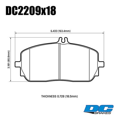 Колодки тормозные DC2209E18 DC brakes RT.2,  перед MB A35 AMG; CLA; GLE; AMG; G W463; 2018->