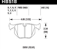 Колодки тормозные HB518N.642 HAWK HP Plus задние BMW  3' (E46), M3 (E46), 5 (E39), X3 (E83)