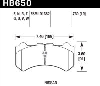 Колодки тормозные HB650V.730 HAWK DTC-50; Nissan 19mm