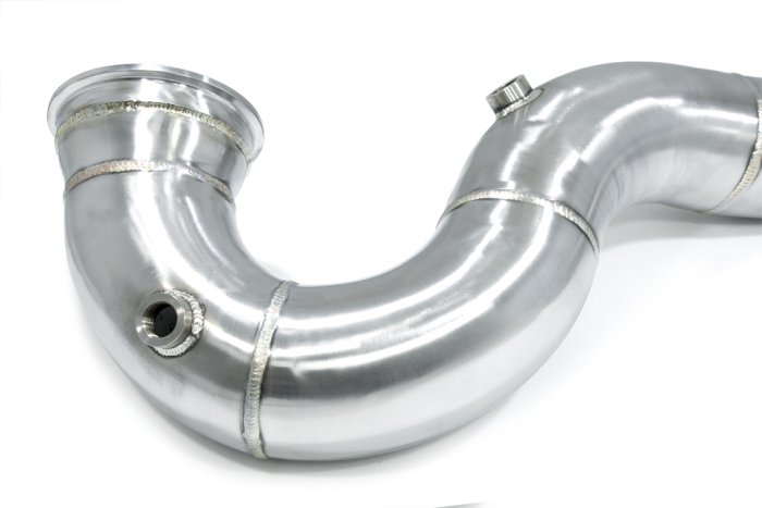 Приемная труба (даунпайп) AU-DP-0228 BlackRock Lab AUDI TTRS 8S; RS3 8V; 2.5 TFSI; 2017->  89 mm