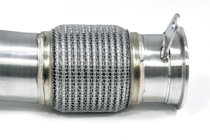 Приемная труба (даунпайп) AU-DP-0228 BlackRock Lab AUDI TTRS 8S; RS3 8V; 2.5 TFSI; 2017->  89 mm