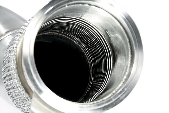 Приемная труба (даунпайп) AU-DP-0228 BlackRock Lab AUDI TTRS 8S; RS3 8V; 2.5 TFSI; 2017->  89 mm