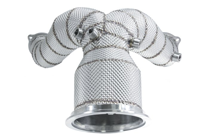 Приемная труба (даунпайп) термоэкран VW-DP-0316 BlackRock Lab Audi S4/S5 B9 OPF 2019->