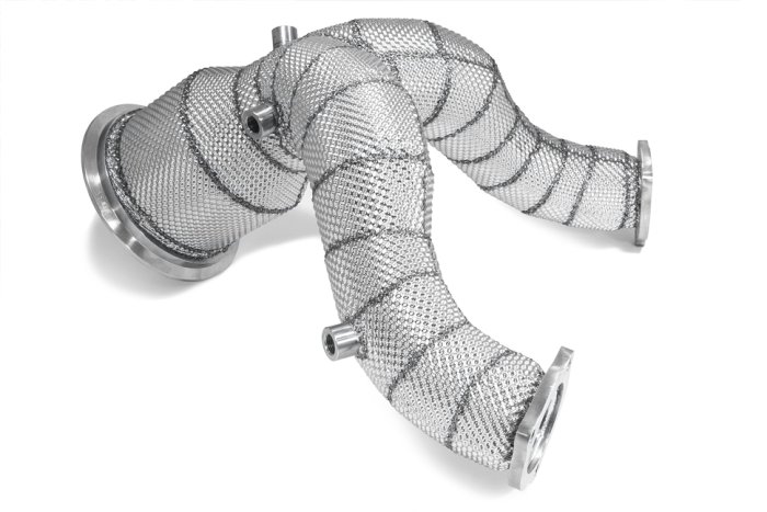 Приемная труба (даунпайп) термоэкран VW-DP-0316 BlackRock Lab Audi S4/S5 B9 OPF 2019->