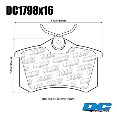 Колодки тормозные DC1798E16 DC Brakes RT.2, задние, Renault Megane RS; VAG