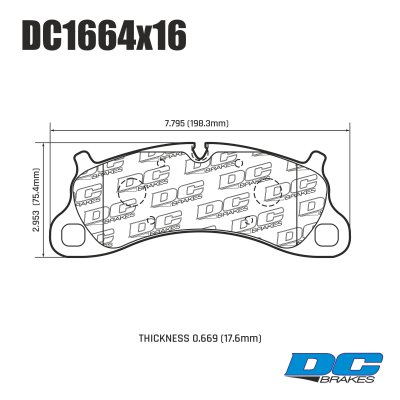 Колодки тормозные DC1664E16 DC Brakes RT.2, передние Porsche 911 991 Carrera S, GTS