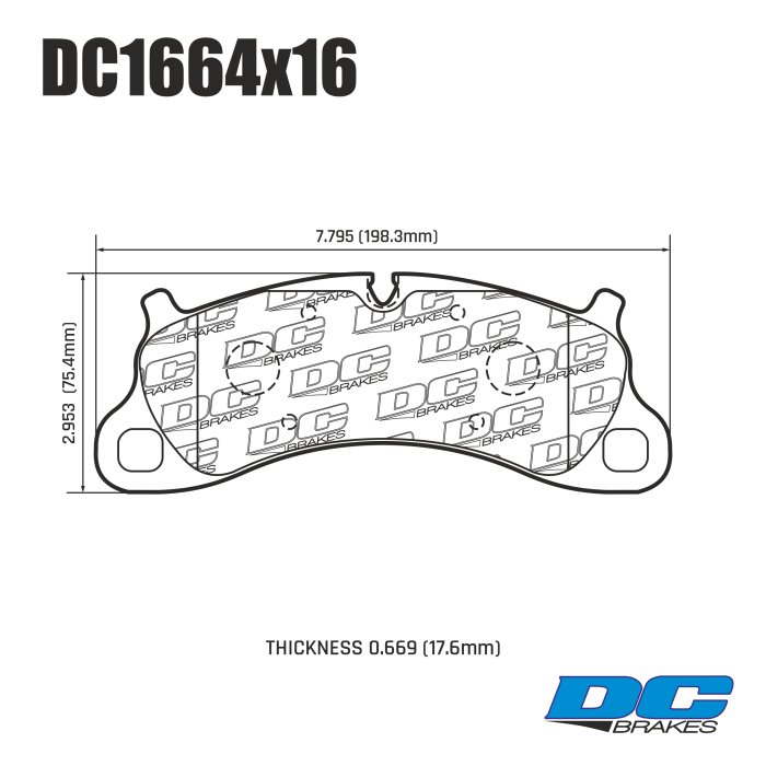Колодки тормозные DC1664E16 DC Brakes RT.2, передние Porsche 911 991 Carrera S, GTS