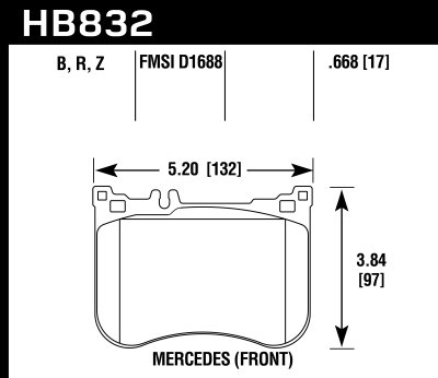 Колодки тормозные HB832B.668 HAWK HPS 5.0 Mercedes-Benz S-CLASS W222, C217; E53 AMG W213