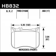 Колодки тормозные HB832B.668 HAWK HPS 5.0 Mercedes-Benz S550 4Matic передние - Колодки тормозные HB832B.668 HAWK HPS 5.0 Mercedes-Benz S550 4Matic передние