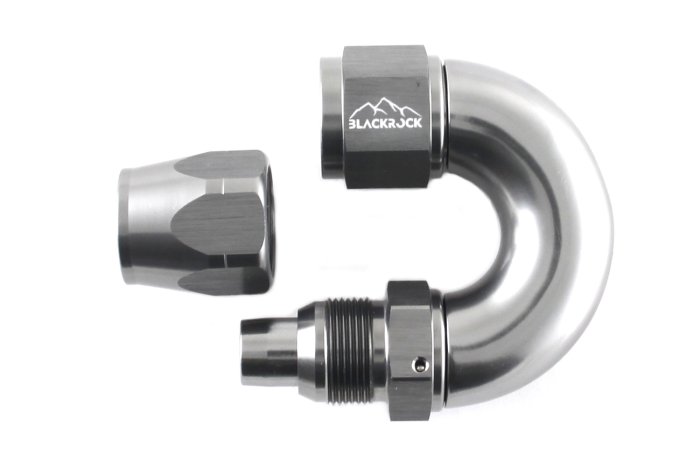 - 10 AN (10AN AN10) фитинг 180°, Full Flow серия BLACKROCK LAB A10-180-3Ti