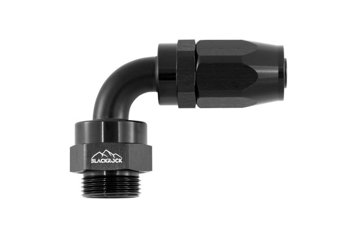 - 8 AN (8AN AN8) фитинг 90°, ПАПА M22 x 1,5 mm, BLACKROCK LAB, A08-090-M22BK