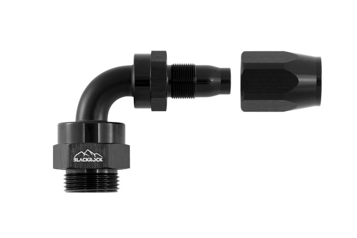 - 8 AN (8AN AN8) фитинг 90°, ПАПА M22 x 1,5 mm, BLACKROCK LAB, A08-090-M22BK