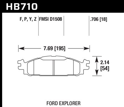 Колодки тормозные HB710Y.706 HAWK LTS  перед Ford Explorer 2011-2019