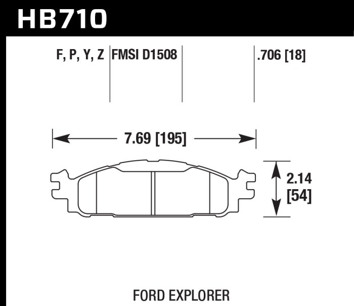 Колодки тормозные HB710Y.706 HAWK LTS  перед Ford Explorer 2011-2019