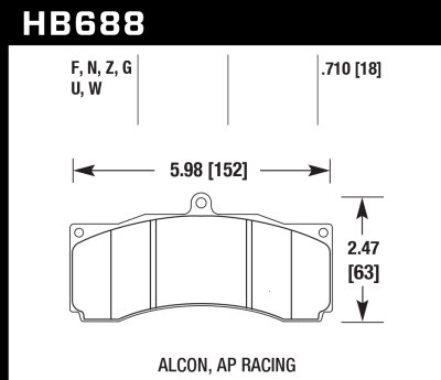 Колодки тормозные HB688D.710 HAWK ER-1 PROMA 6 порш, AP Racing, Stop Tech, JBT, Alcon, XYZ