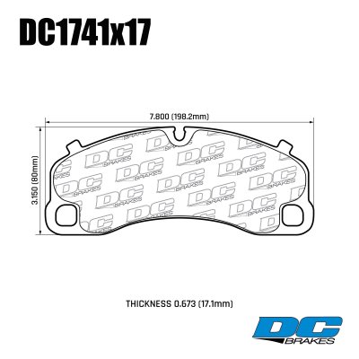 Колодки тормозные DC1741E17 DC Brakes RT.2, перед Porsche 911 Turbo, 991, 992, D=65mm