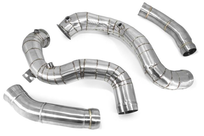 Приемная труба (даунпайп) термоэкран MB-DP-0177 BlackRock Lab MB M177; AMG C63 W205, AMG GLC63 X253