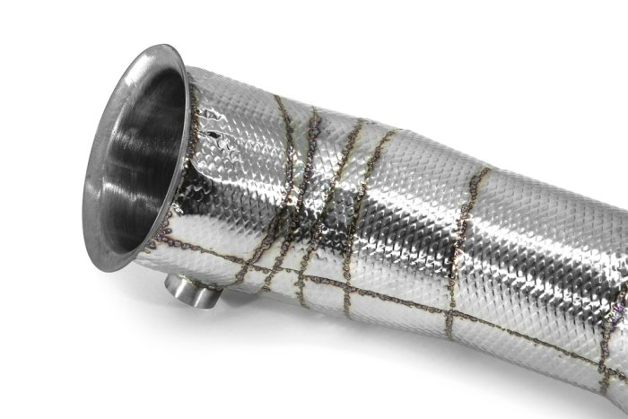 Приемная труба (даунпайп) термоэкран MB-DP-0177 BlackRock Lab MB M177; AMG C63 W205, AMG GLC63 X253