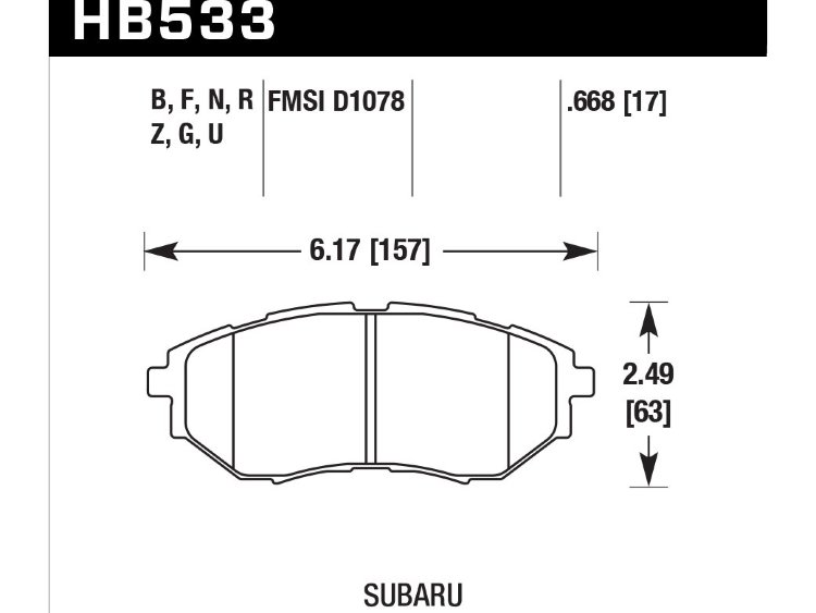 Колодки тормозные HB533Z.668 HAWK PC передние SUBARU Legacy / Outback / Tribeca