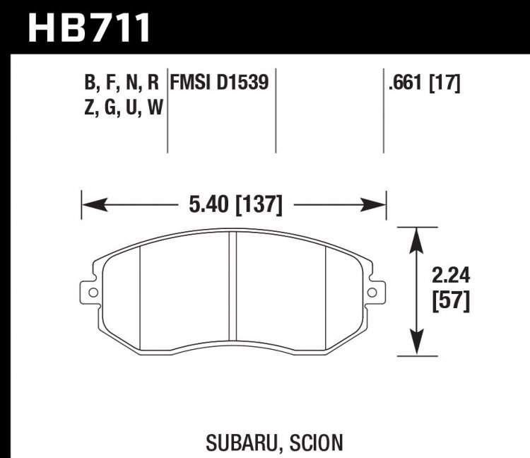 Колодки тормозные HB711D.661 HAWK ER-1