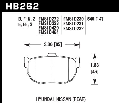 Колодки тормозные HB262N.540 HAWK HP Plus