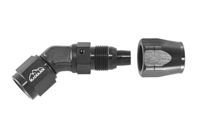 - 6 AN (6AN AN6) фитинг 45°, кованый, BLACKROCK LAB ЧЁРНЫЙ A06-045-6BK