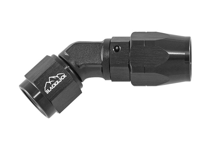 - 6 AN (6AN AN6) фитинг 45°, кованый, BLACKROCK LAB ЧЁРНЫЙ A06-045-6BK