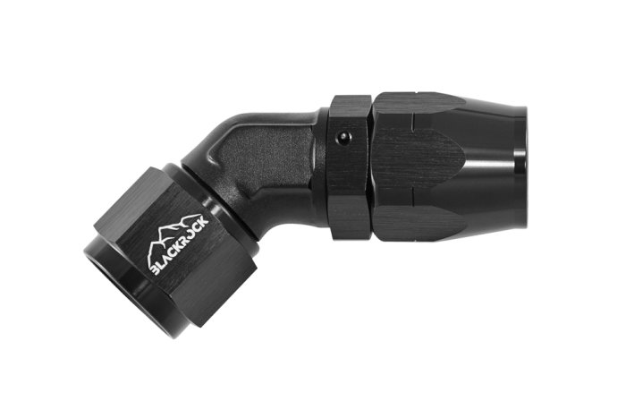 - 6 AN (6AN AN6) фитинг 45°, кованый, BLACKROCK LAB ЧЁРНЫЙ A06-045-6BK