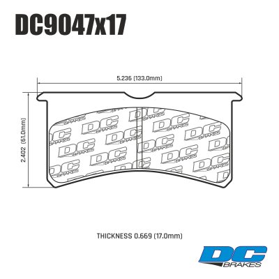 Колодки тормозные DC9047E17 DC Brakes RT.2, Wilwood 7416 17mm SUPERLITE 4, SUPERLITE 6