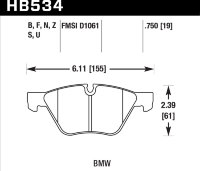 Колодки тормозные HB534F.750 HAWK HPS передние BMW 120, 125, 130, 318, 320, 325, 330, 525, 530, X1