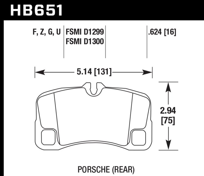 Колодки тормозные HB651Z.624 HAWK Perf. Ceramic  задние Porsche 911 (997) GT2, GT3, Turbo