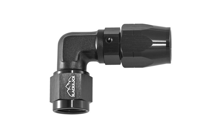 - 6 AN (6AN AN6) фитинг 90°, кованый, BLACKROCK LAB ЧЁРНЫЙ A06-090-6BK