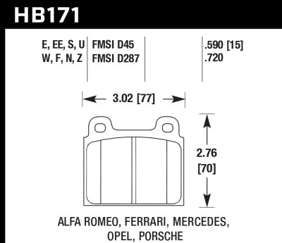 Колодки тормозные HB171D.590 HAWK ER-1