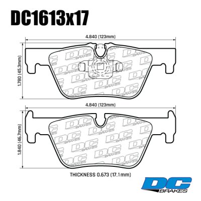 Колодки тормозные DC1613E17 DC Brakes RT.2, задние BMW 1 F20, 2 F22, 3 F30, 4 F32