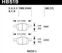 Колодки тормозные HB519F.682 HAWK HPS передние FORD FOCUS 2 , 3/ MAZDA 3, 5