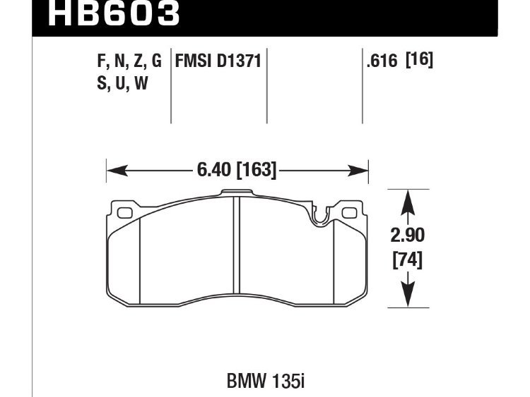 Колодки тормозные HB603F.616 HAWK HPS передние BMW 135i  (E88), (E82), BMW Performance, MINI JCW