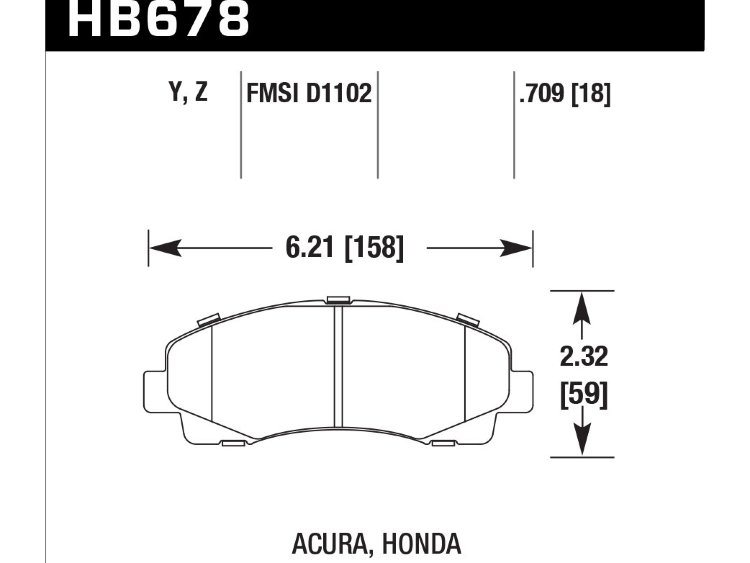 Колодки тормозные HB678Y.709 HAWK LTS перед Honda Ridgeline ; Acura TL 2009-2013