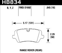 Колодки тормозные HB834B.645 HAWK HPS 5.0 Land Rover Range Rover Supercharged задние