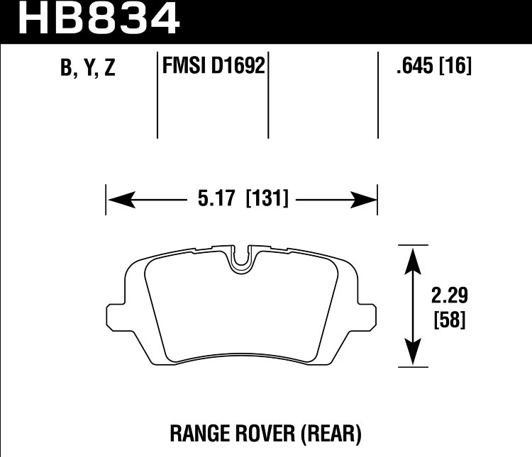 Колодки тормозные HB834B.645 HAWK HPS 5.0 Land Rover Range Rover Supercharged задние