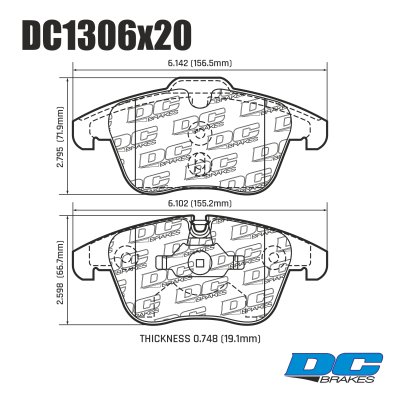 Колодки тормозные DC1306P20 DC Brakes Street STR.S+, перед Range Rover EVOQUE; FREELANDER MK2, XC70