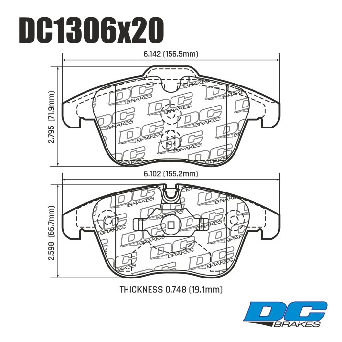 Колодки тормозные DC1306P20 DC Brakes Street STR.S+, перед Range Rover EVOQUE; FREELANDER MK2, XC70