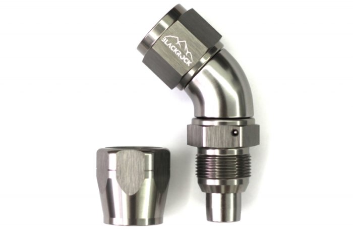 - 10 AN (10AN AN10) фитинг 45°, Full Flow серия BLACKROCK LAB A10-045-3Ti